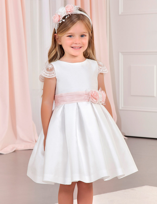 Abel & Lula White w/Blush Dress w/Flutter Sleeves