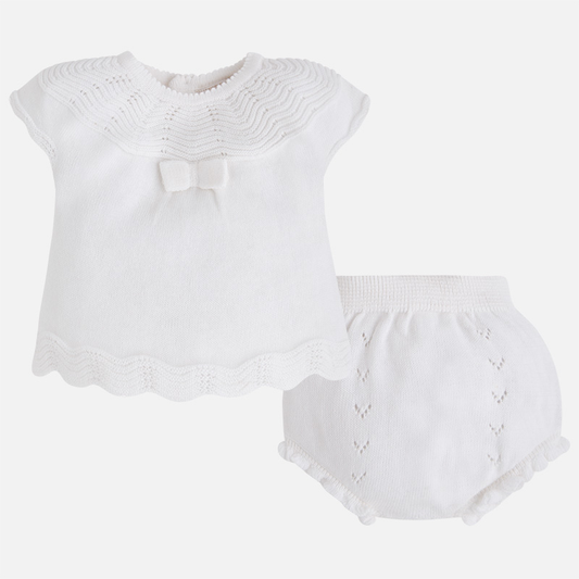 Mayoral Newborn baby girl Knit Shirt and Bloomer Set