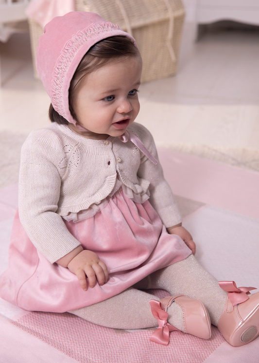 Mayoral Baby Girl Velvet Ceremony Dress w/Bonnet