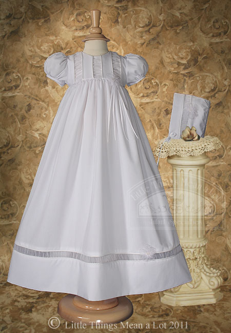 Girls 30″ Poly Cotton Christening Gown with Organza