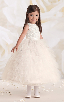 Joan Calabrese Satin and Lace Dress with Multi Tiered Skirt