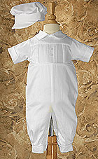 Boys Cotton Romper w/Inset Tucked Band