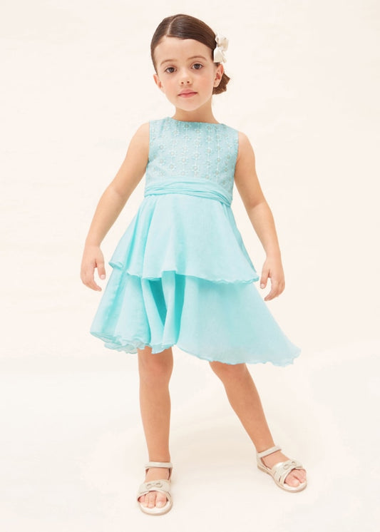 Mayoral Dress with Perforated Skirt