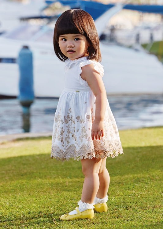 Mayoral Embroidered linen dress