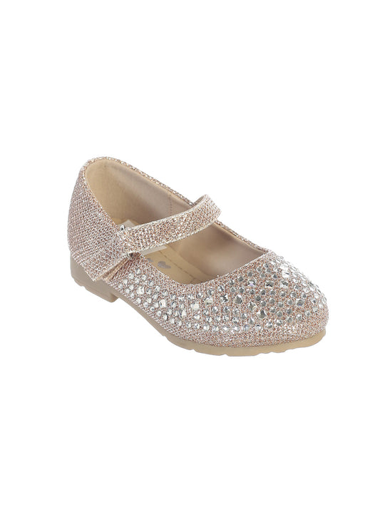Girls Metallic Flats with Sparkling Rhinestones