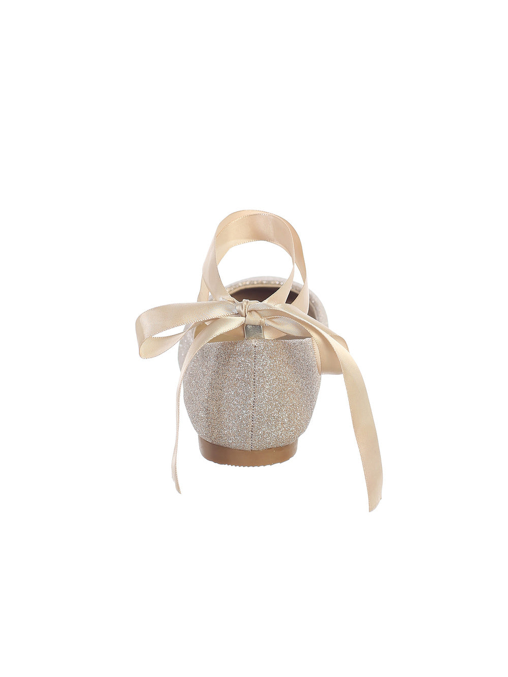 Glitter Ballerina Shoes with a Satin Ribbon Ankle Ties
