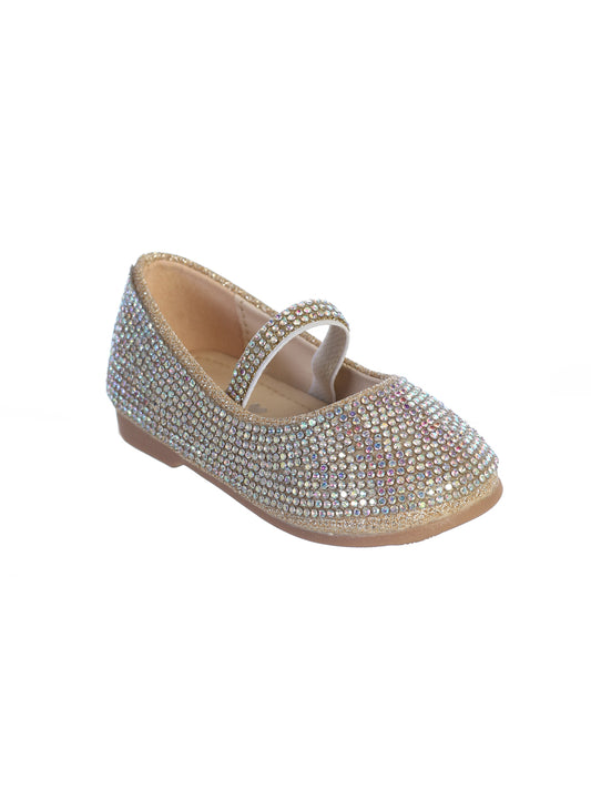 Rhinestone Studded with Elastic Strap Across the Foot