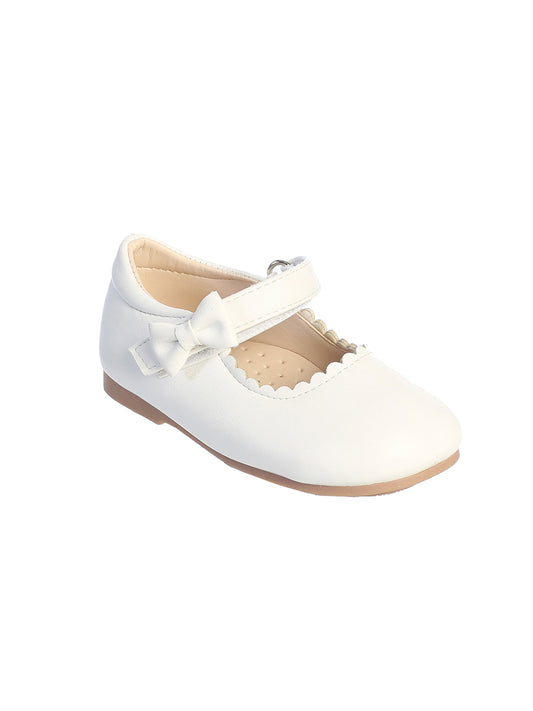 Matte Scalloped Shoe with Velcro Strap