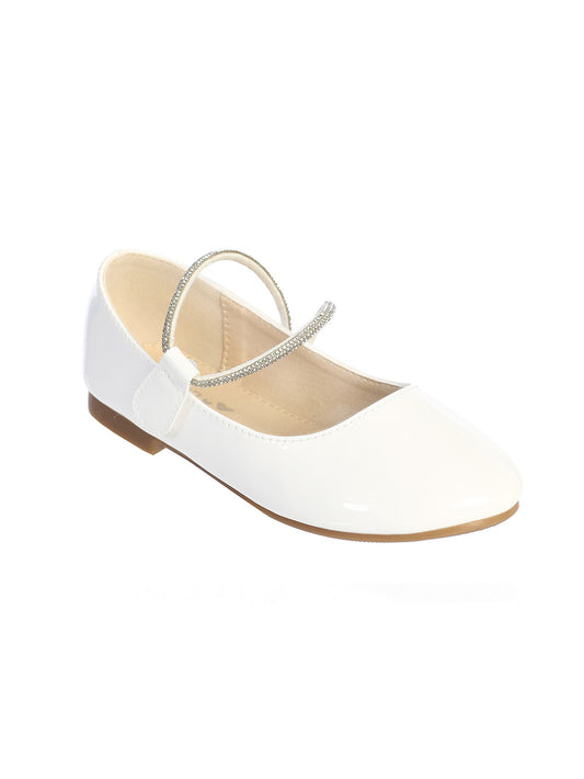 Girls Patent flats with rhinestone strap