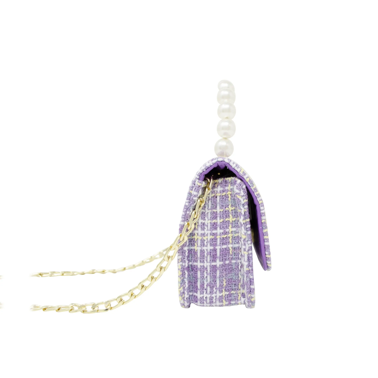 Purple Tweed Pearl Handle Purse