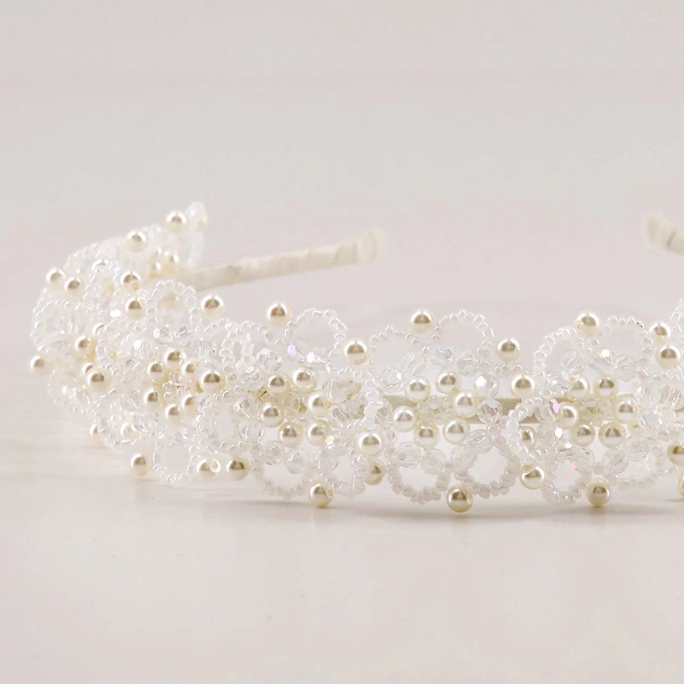 The Venice Lace White Pearl Headband