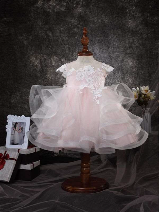 Princess Daliana Embroidered Tulle Infant Dress w/Pearls